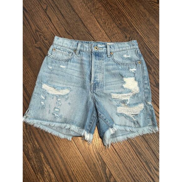 Pistola Womens Denim Jean Shorts Sz 27 Blue Button Fly High Rise Distressed NWOT - Picture 2 of 8